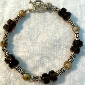 Smokey Quartz and Bali Silver Bracelet